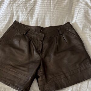 Dark Brown Leather Shorts